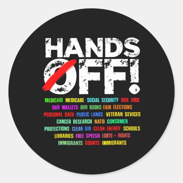 Hands Off Social Security Protest Resist  Classic Round Sticker (Front)