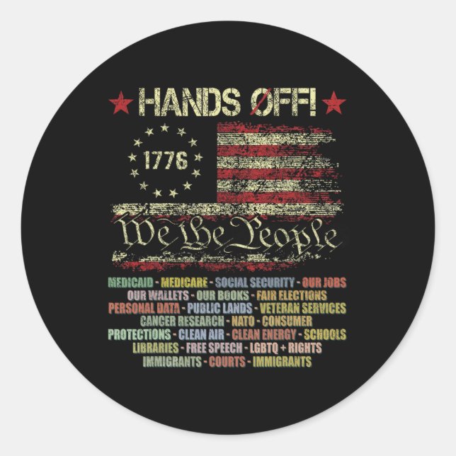 Hands Off Social Security Protest Resist Save Demo Classic Round Sticker (Front)