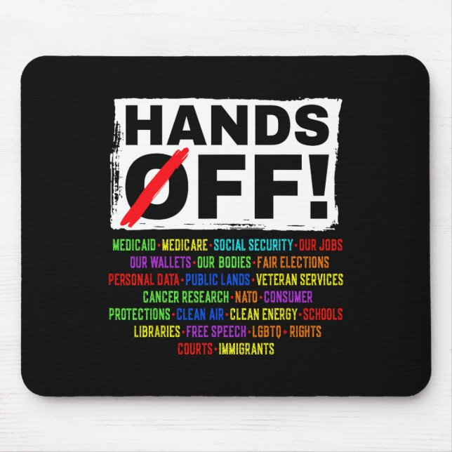 Hands Off Social Security Protest Resist Save Demo Mouse Mat (Front)