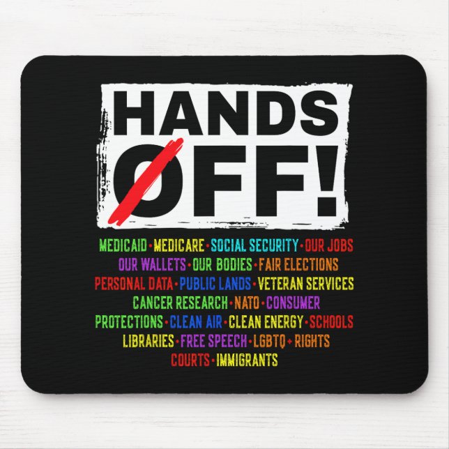 Hands Off Social Security Protest Resist Save Demo Mouse Mat (Front)