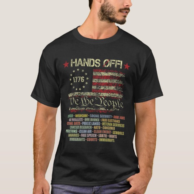 Hands Off Social Security Protest Resist Save Demo T-Shirt (Front)