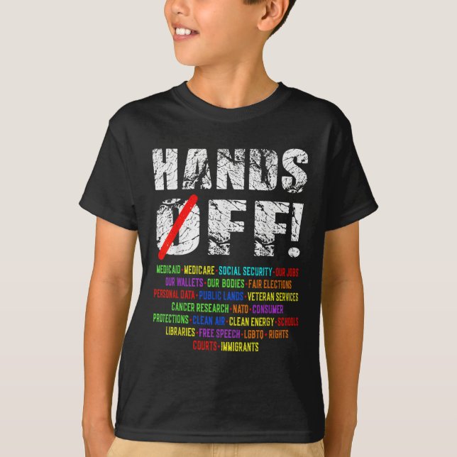 Hands Off Social Security Protest Resist Save Demo T-Shirt (Front)