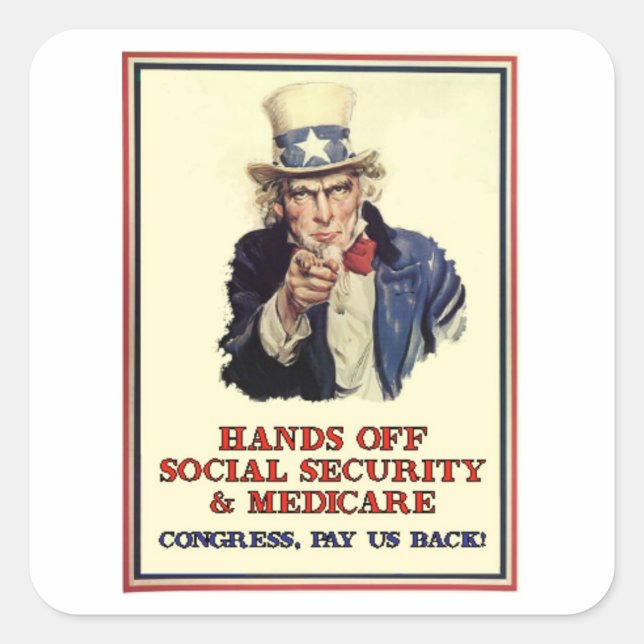 Hands Off Social Security Square Sticker (Front)