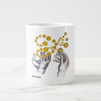 Hands outstretched for the future large coffee mug