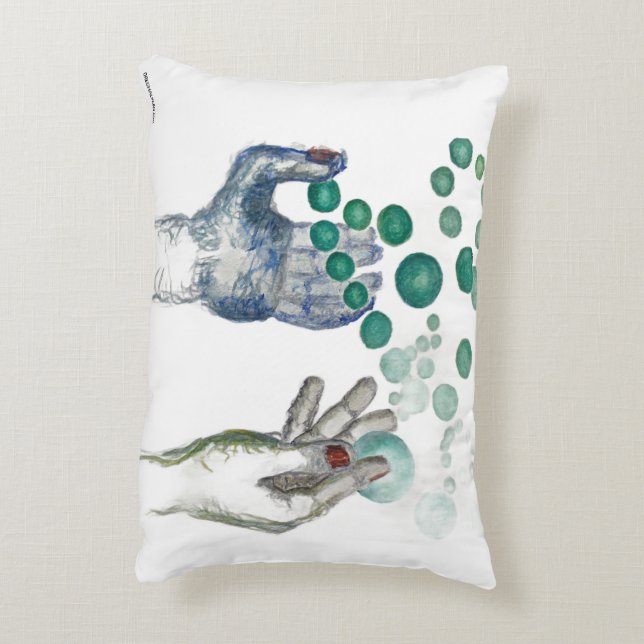 Hands Outstretched with Golden Globes Decorative Cushion (Back(Vertical))