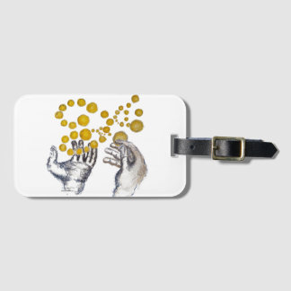Hands Outstretched with Golden Globes Luggage Tag