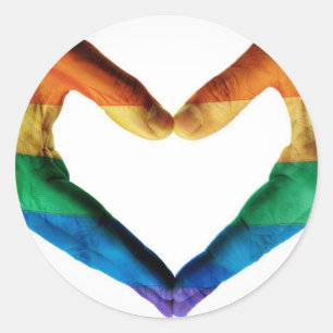 Hands Painted as a Rainbow Heart Classic Round Sticker