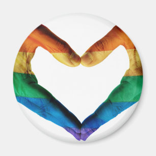 Hands Painted as a Rainbow Heart Magnet