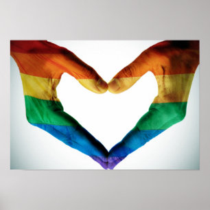 Hands Painted as a Rainbow Heart Poster
