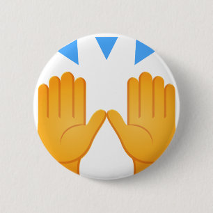 Hands Raised Emoji 6 Cm Round Badge