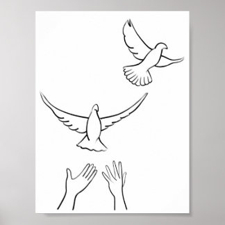 Hands Releasing Doves Poster