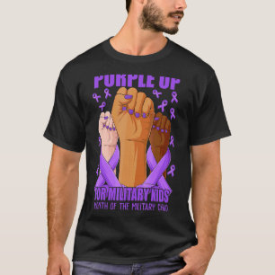 Hands Ribbon Purple Up For Military Kids Mlitary C T-Shirt