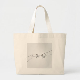 Hands showing the creation of Adam Large Tote Bag