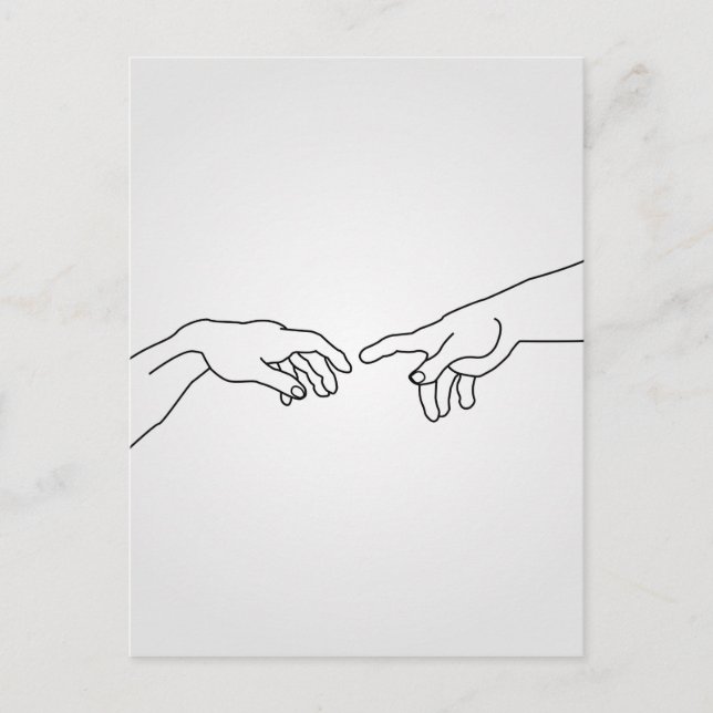 Hands showing the creation of Adam Postcard (Front)