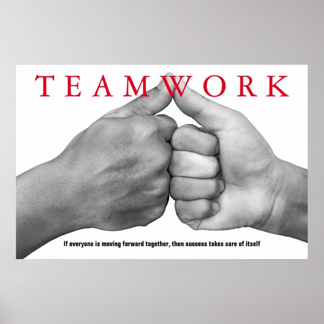 Hands Teamwork Inspirational Quote Motivational Poster (Front)