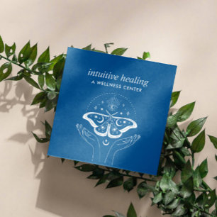Hands Third EYE Moon Moth Yoga Spiritual Coach Square Business Card