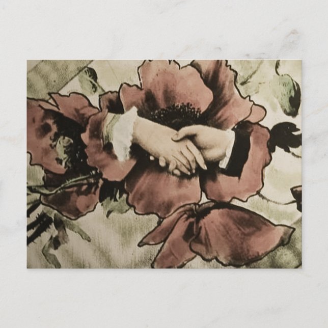 Hands Touching Hands Vintage Magic Lantern Slide Postcard (Front)