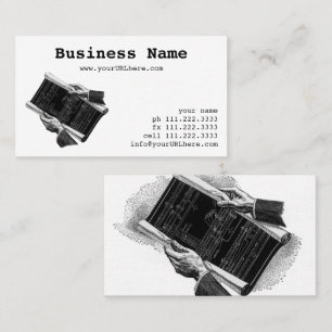 Hands w Architectural Blueprints, Vintage Business Business Card