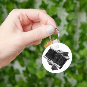 Hands w Architectural Blueprints, Vintage Business Key Ring