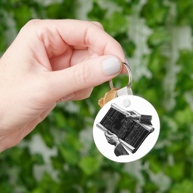 Hands w Architectural Blueprints, Vintage Business Key Ring (Hand)