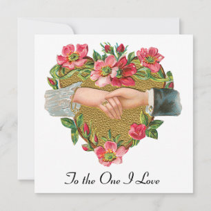 Hands w Flowers, Vintage Victorian Valentine's Day Holiday Card