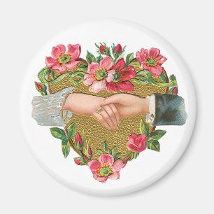 Hands w Flowers, Vintage Victorian Valentine's Day Magnet
