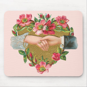 Hands w Flowers, Vintage Victorian Valentine's Day Mouse Mat