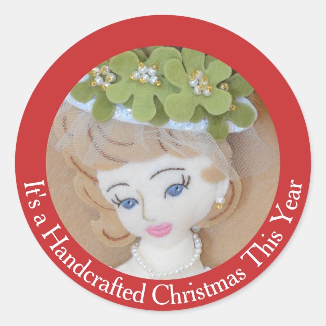 Handsewn Christmas Church Hat Add Your Text Classic Round Sticker (Front)