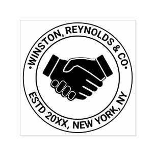 Handshake Business Professional Name Estd Date Loc Self-inking Stamp