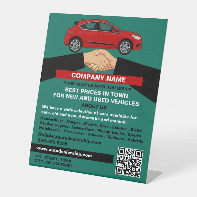Handshake Design, Auto Dealership Advertising Pedestal Sign (Front)
