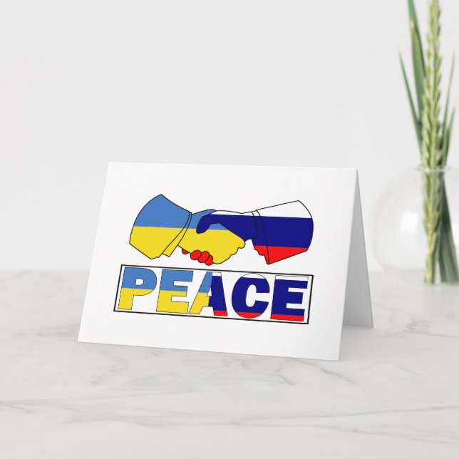 Handshake of Peace, Ukraine Russia Flag Card (Front)
