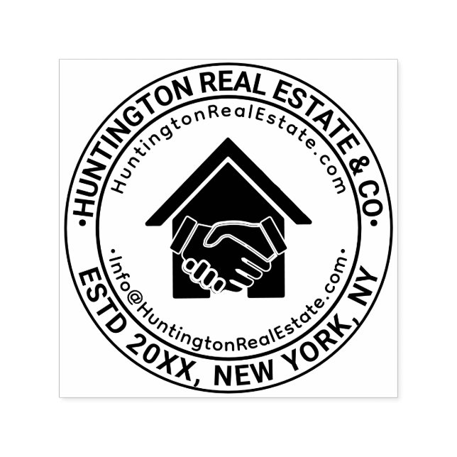 Handshake Real Estate Business Name URL Email #2 Self-inking Stamp (Design)