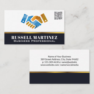Handshaking Logo QR Code Business Card