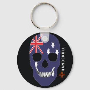 HANDSKULL Australia,Happy skull,Australia flag Key Ring