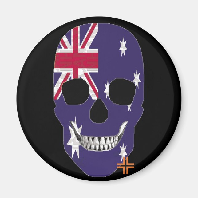 HANDSKULL Australia round magnet   B2 (Front)