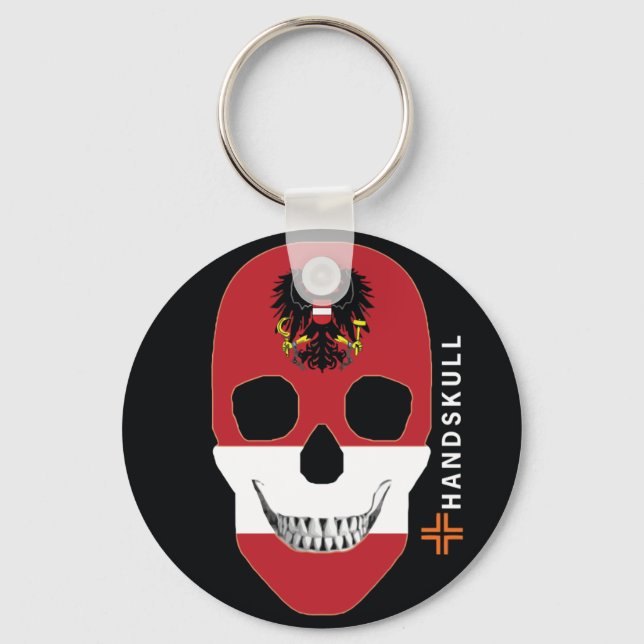 HANDSKULL Austria,Happy skull,Austria flag Key Ring (Front)
