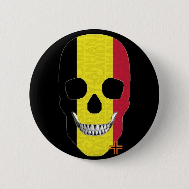HANDSKULL Belgium Round Badge  black B2 (Front)