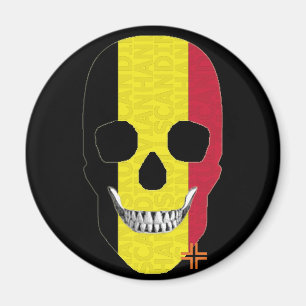 HANDSKULL Belgium round magnet   B2