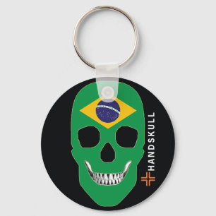 HANDSKULL Brazil,Happy skull,Brazil flag Key Ring