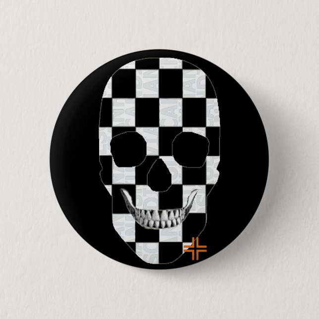 HANDSKULL Chess Round Badge  black B2 (Front)