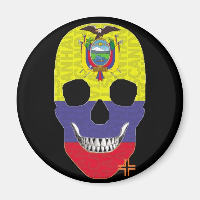 HANDSKULL Ecuador round magnet   B2 (Front)