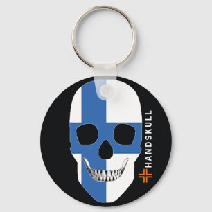 HANDSKULL Finland,Happy skull,Finland flag Key Ring