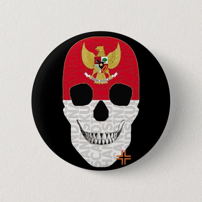 HANDSKULL Indonesia Round Badge  black B2 (Front)
