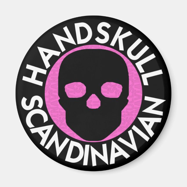 HANDSKULL LIV Bubble Gum round magnet   P3 (Front)