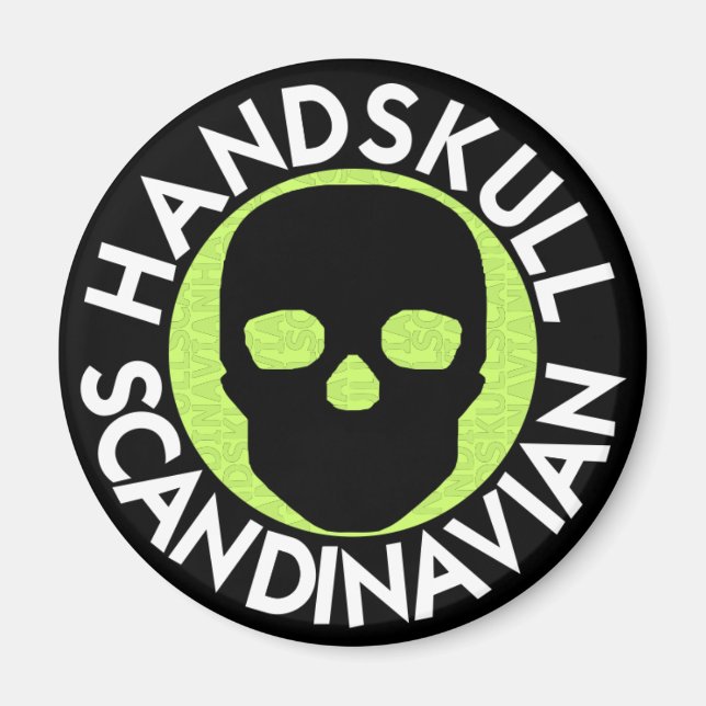 HANDSKULL LIV Lime round magnet   P3 (Front)