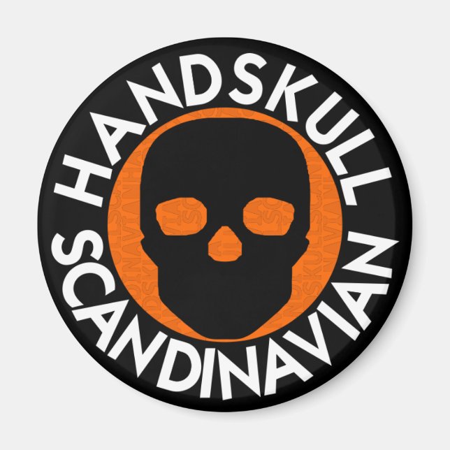 HANDSKULL LIV orange round magnet   P3 (Front)