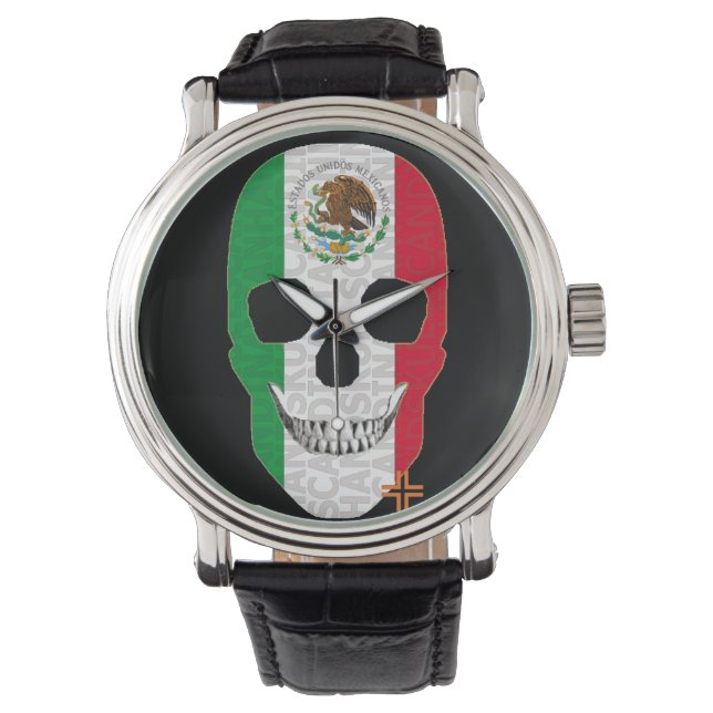 HANDSKULL Mexico watch mens leather  B2 (Front)