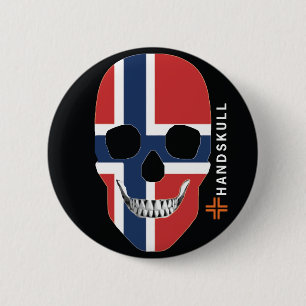 HANDSKULL Norway,Happy skull,Norway flag 6 Cm Round Badge