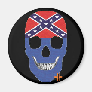 HANDSKULL Rebel Blue round magnet B2