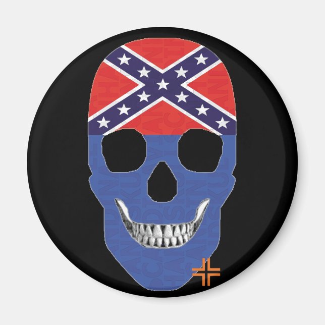 HANDSKULL Rebel Blue round magnet   B2 (Front)